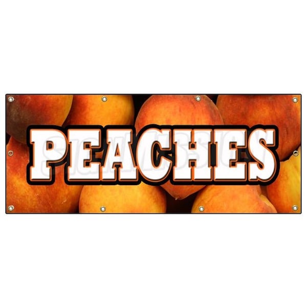 PEACHES BANNER SIGN peach fruit stand market new signs produce farmers